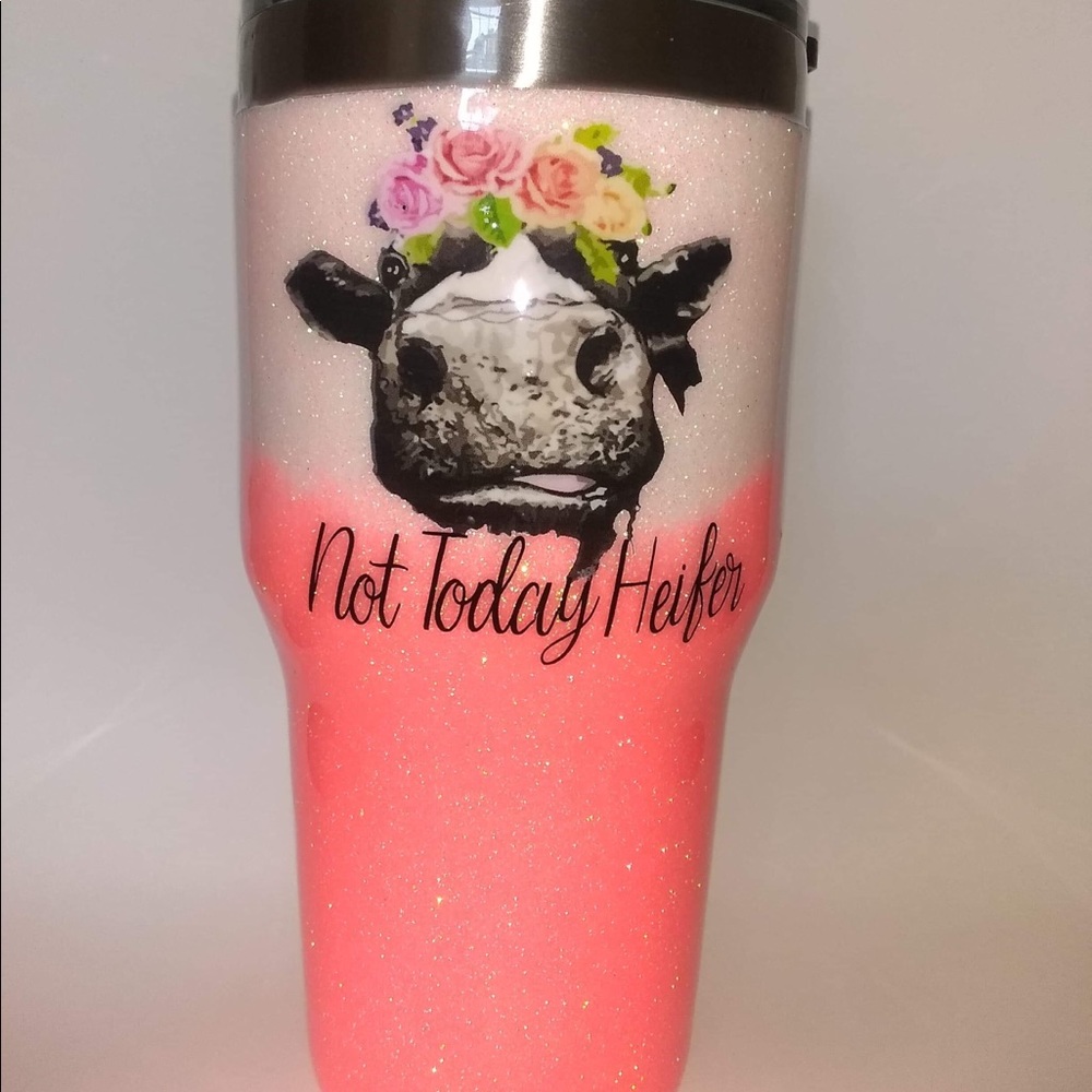 30 oz glitter tumbler custom not today heifer